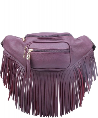 Designer Chic Fringe Waist Bag KL088PP PURPLE
